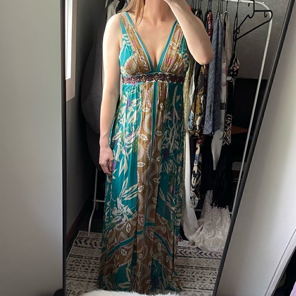 Nicole Miller Studio Silk Chiffon Maxi Dress 0